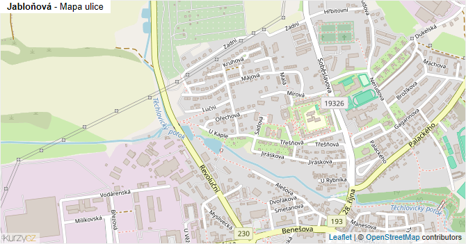 Jabloňová - mapa ulice