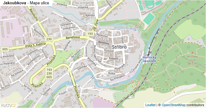 Jakoubkova - mapa ulice