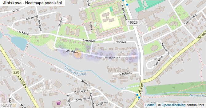 Jiráskova - mapa podnikání