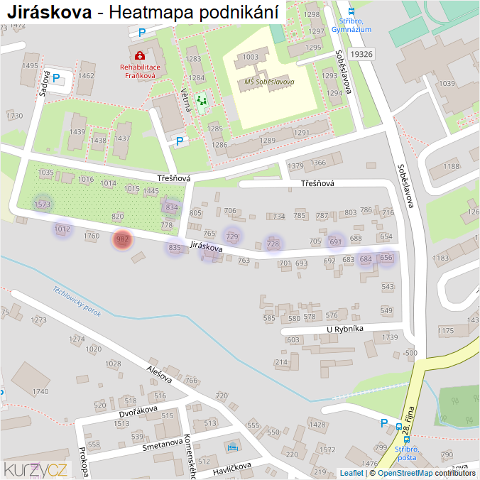 Mapa Jiráskova - Firmy v ulici.