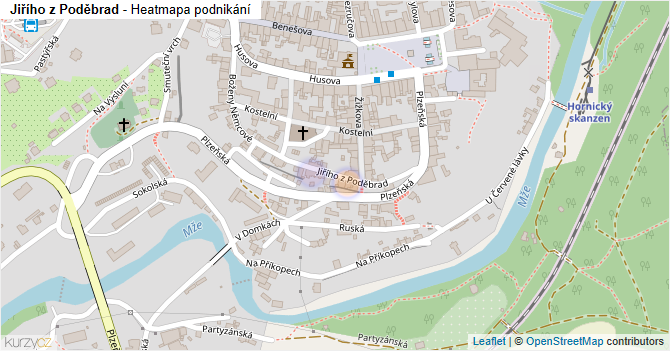 Jiřího z Poděbrad - mapa podnikání