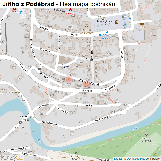 Mapa Jiřího z Poděbrad - Firmy v ulici.