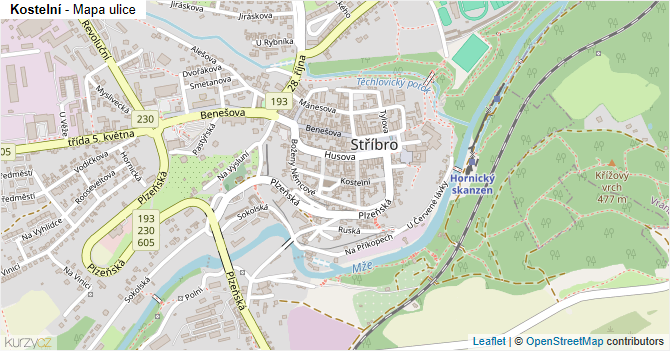 Kostelní - mapa ulice