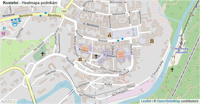 Kostelní - mapa podnikání