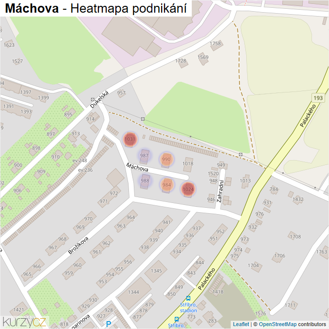 Mapa Máchova - Firmy v ulici.