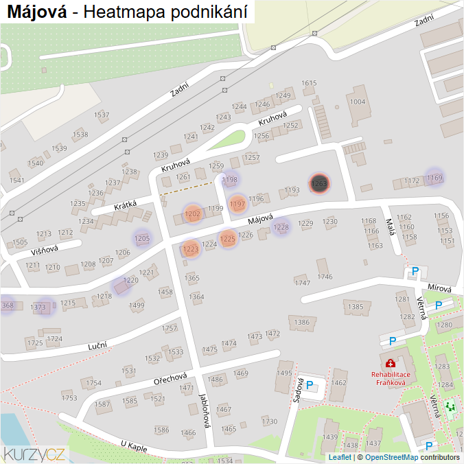 Mapa Májová - Firmy v ulici.