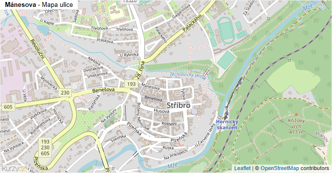 Mánesova - mapa ulice