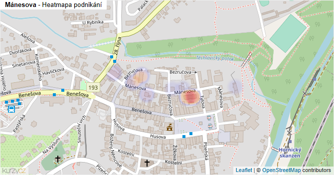 Mánesova - mapa podnikání