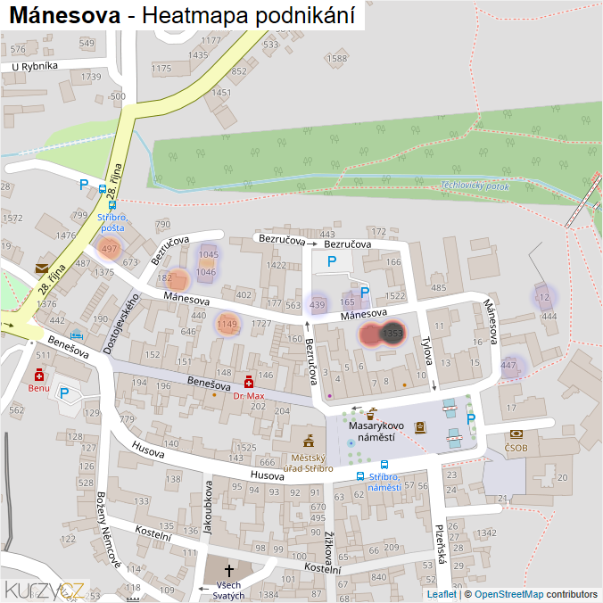 Mapa Mánesova - Firmy v ulici.