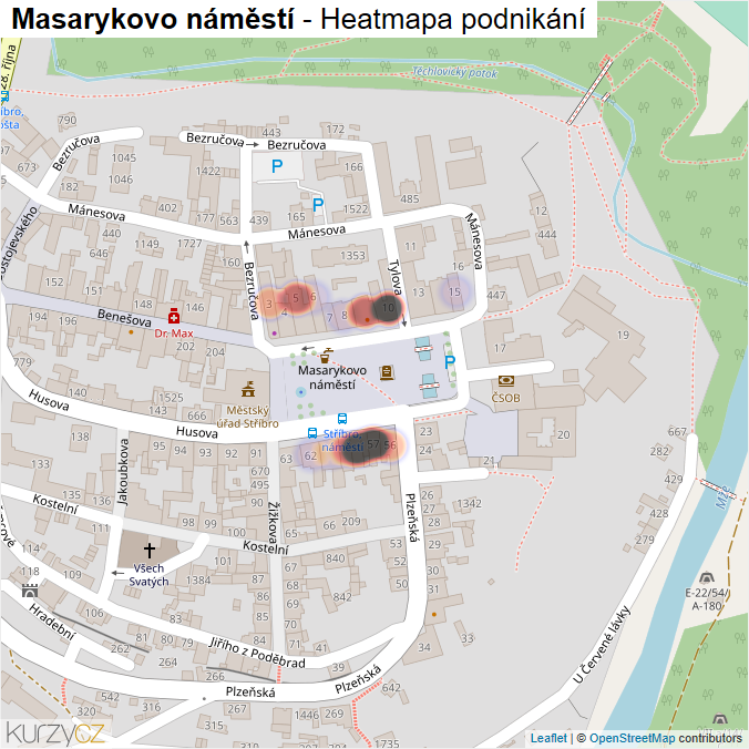 Mapa Masarykovo náměstí - Firmy v ulici.