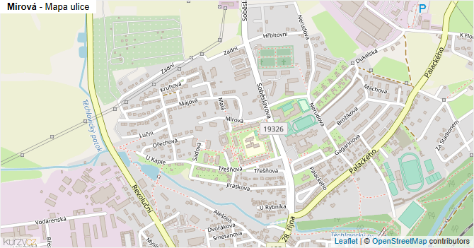 Mírová - mapa ulice