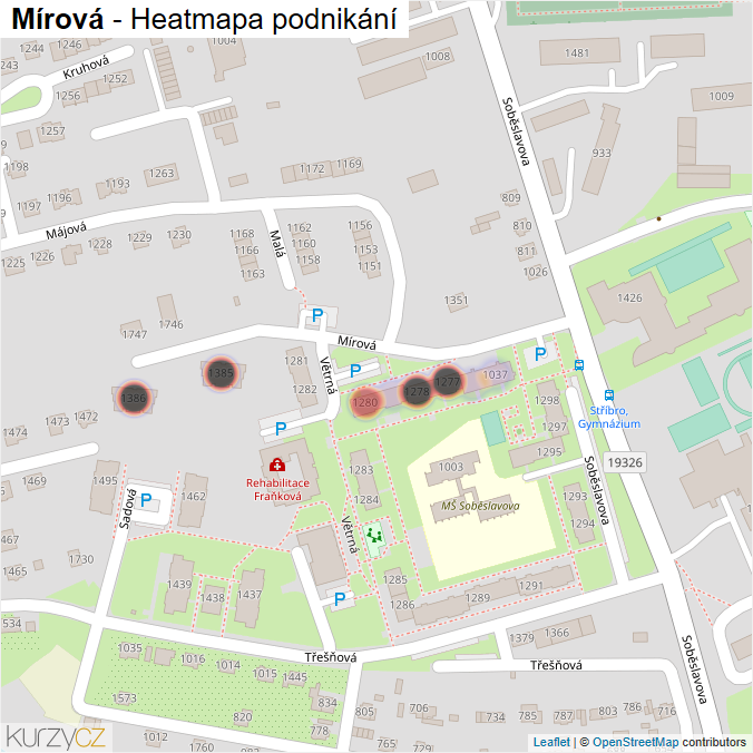 Mapa Mírová - Firmy v ulici.