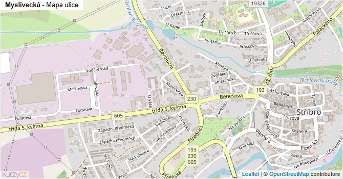 Myslivecká - mapa ulice