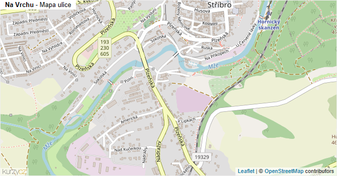 Na Vrchu - mapa ulice