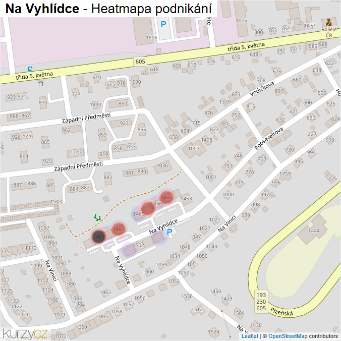 Mapa Na Vyhlídce - Firmy v ulici.