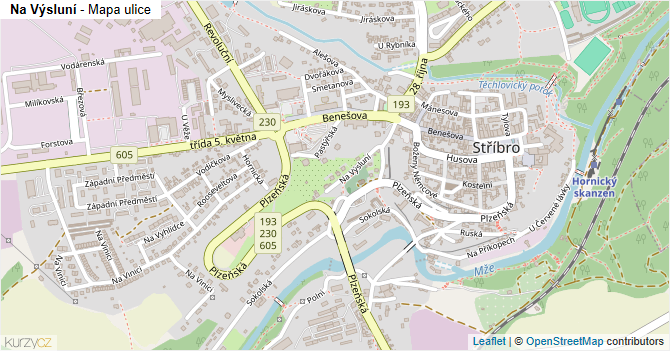 Na Výsluní - mapa ulice