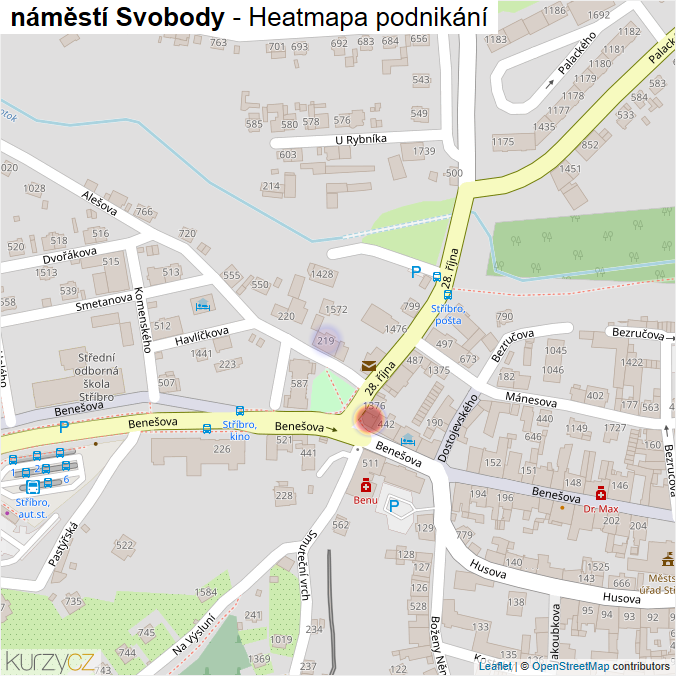 Mapa náměstí Svobody - Firmy v ulici.