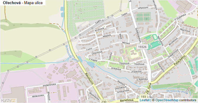 Ořechová - mapa ulice