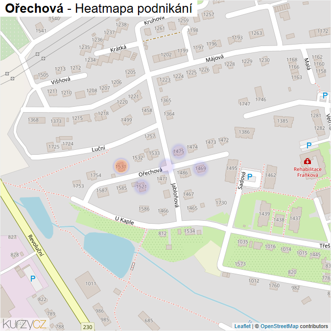 Mapa Ořechová - Firmy v ulici.