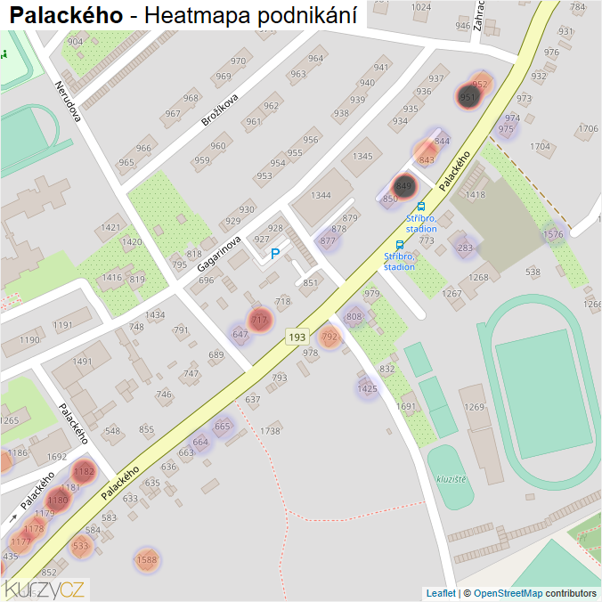 Mapa Palackého - Firmy v ulici.