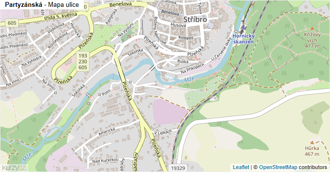 Partyzánská - mapa ulice