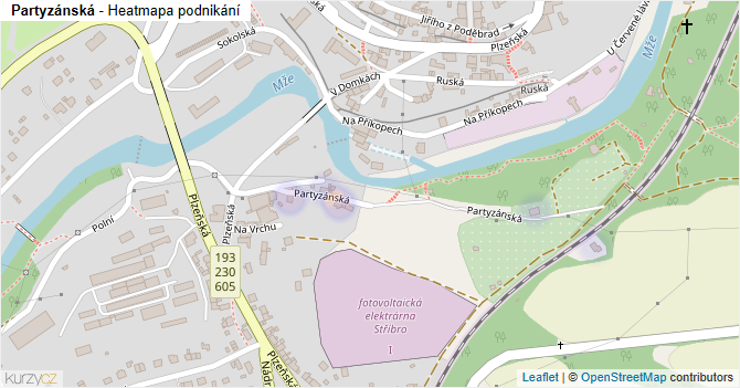 Partyzánská - mapa podnikání