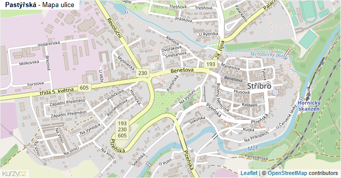 Pastýřská - mapa ulice