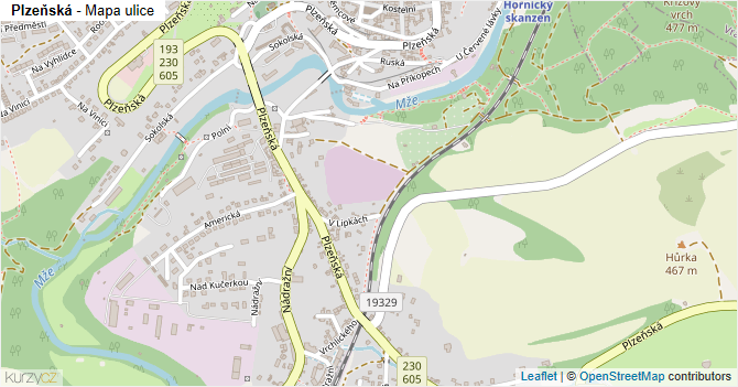 Plzeňská - mapa ulice