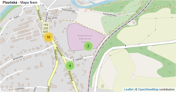 Plzeňská - mapa firem