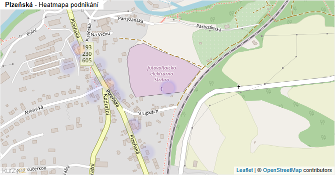 Plzeňská - mapa podnikání
