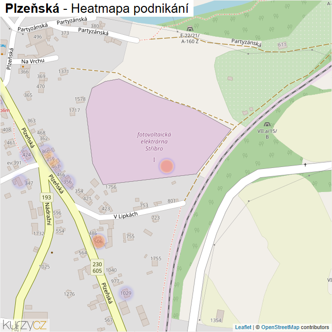 Mapa Plzeňská - Firmy v ulici.