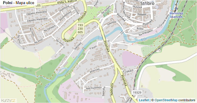 Polní - mapa ulice