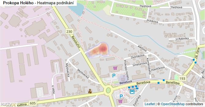 Prokopa Holého - mapa podnikání