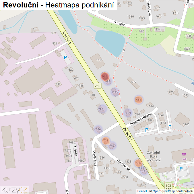 Mapa Revoluční - Firmy v ulici.