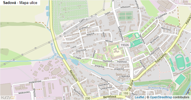Sadová - mapa ulice