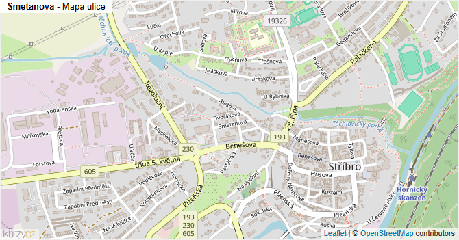 Smetanova - mapa ulice