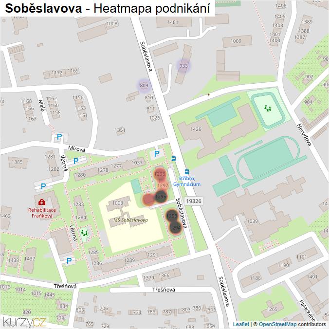 Mapa Soběslavova - Firmy v ulici.