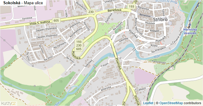 Sokolská - mapa ulice