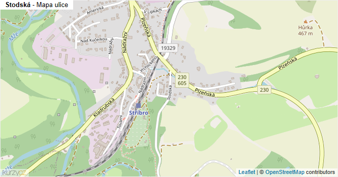 Stodská - mapa ulice