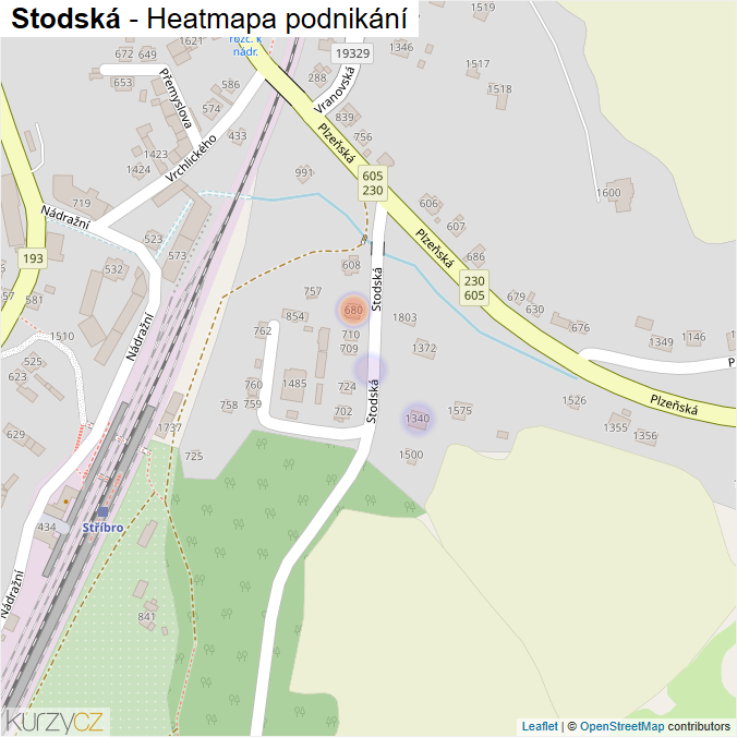 Mapa Stodská - Firmy v ulici.