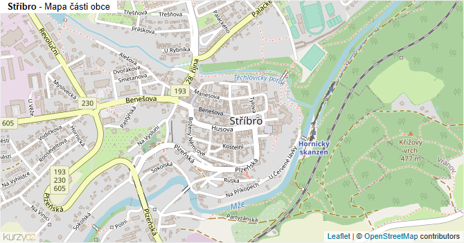 Stříbro - mapa části obce
