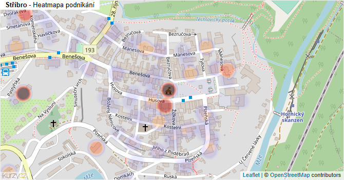 Stříbro - mapa podnikání