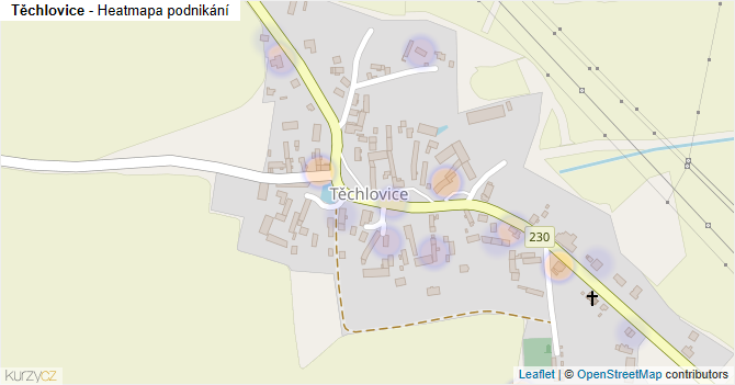 Těchlovice - mapa podnikání