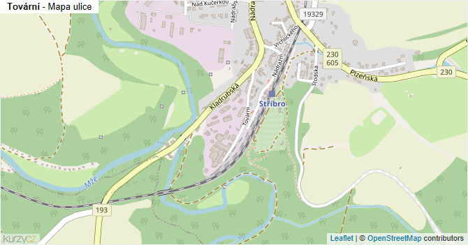 Tovární - mapa ulice
