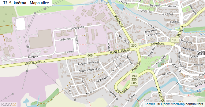 Tř. 5. května - mapa ulice