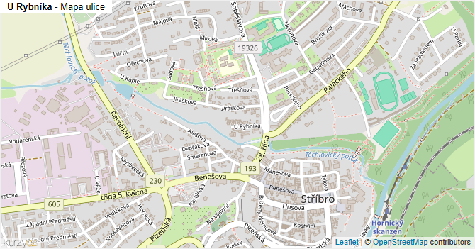 U Rybníka - mapa ulice