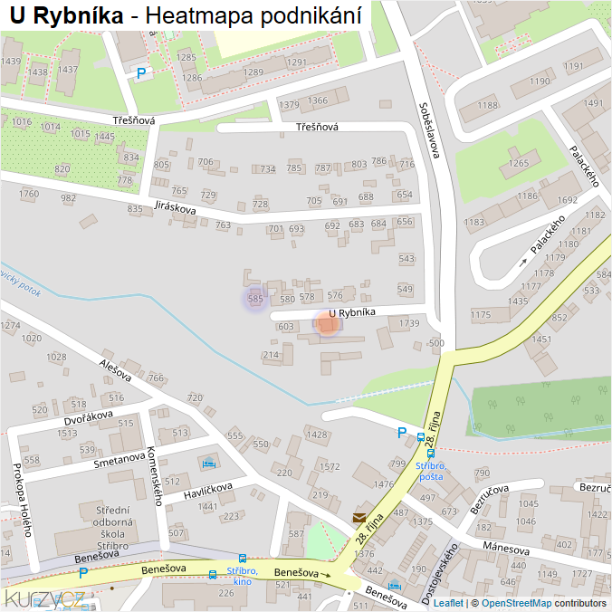 Mapa U Rybníka - Firmy v ulici.