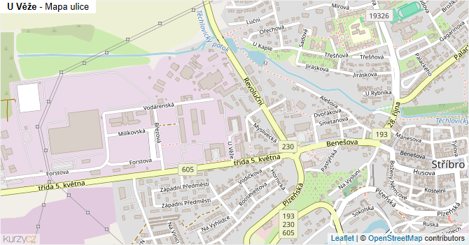 U Věže - mapa ulice