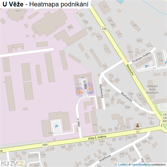 Mapa U Věže - Firmy v ulici.