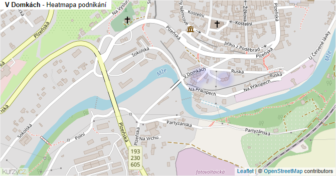 V Domkách - mapa podnikání